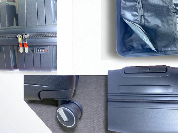 Luxury suitcase set 3 pieces 55cm+68cm+78cm black color