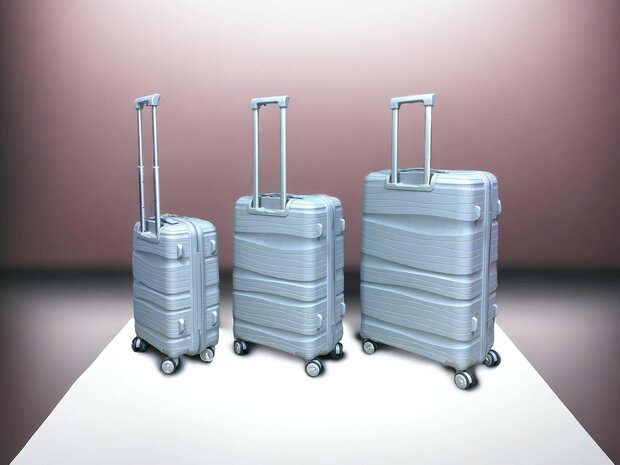 Luxe Kofferset 3 delig 55cm+68cm+78cm Grijs  kleur
