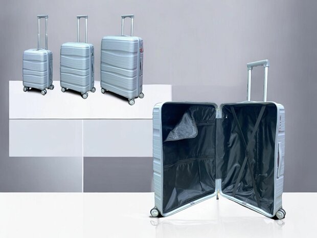 Luxe Kofferset 3 delig 55cm+68cm+78cm Grijs  kleur