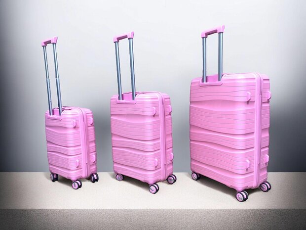 Luxe Kofferset 3 delig 55cm+68cm+78cm Roze kleur