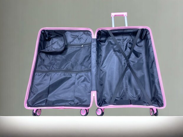 Luxe Kofferset 3 delig 55cm+68cm+78cm Roze kleur
