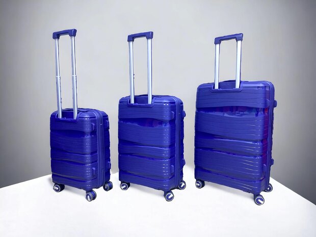 Luxe Kofferset 3 delig 55cm+68cm+78cm Blauw kleur