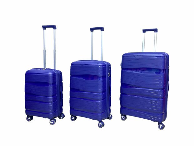 Luxe Kofferset 3 delig 55cm+68cm+78cm Blauw kleur