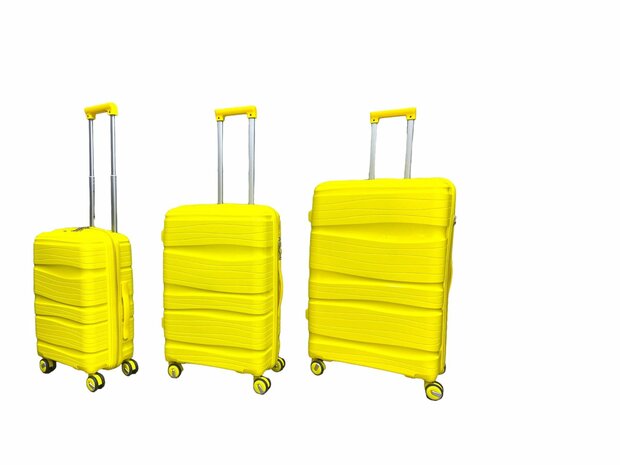 Luxe Kofferset 3 delig 55cm+68cm+78cm Geel kleur
