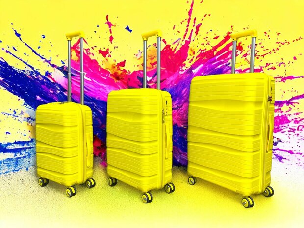 Luxury suitcase set 3 pieces 55cm+68cm+78cm yellow color