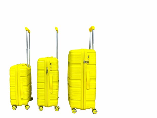 Luxe Kofferset 3 delig 55cm+68cm+78cm Geel kleur