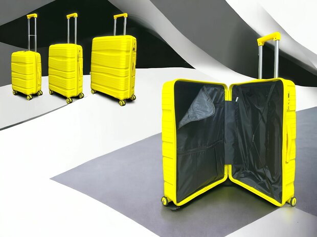 Luxury suitcase set 3 pieces 55cm+68cm+78cm yellow color
