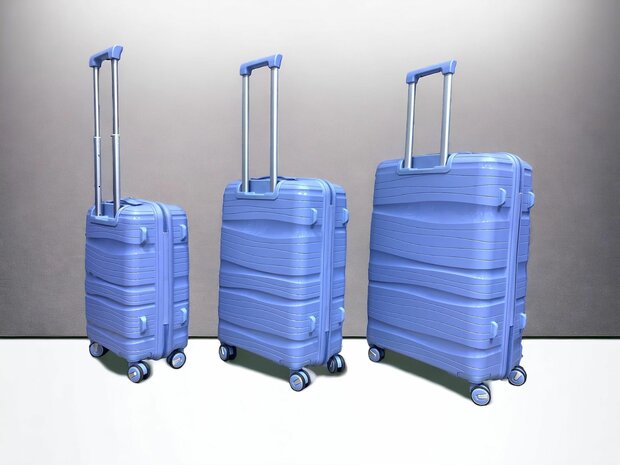 Luxe Kofferset 3 delig 55cm+68cm+78cm Lichtblauw kleur
