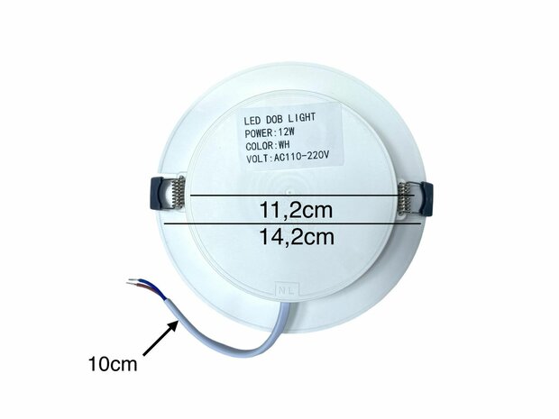 LED-paneel | 12 Watt | Rond | Inbouwplafondlamp (natuurlijk wit) &Oslash;112mm