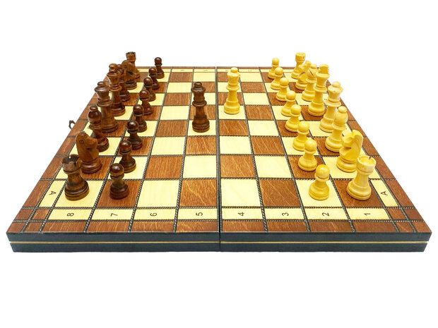 Chess board set - 44 x 44 cm - Wood - Magnetic - Foldable - 2 extra Queens