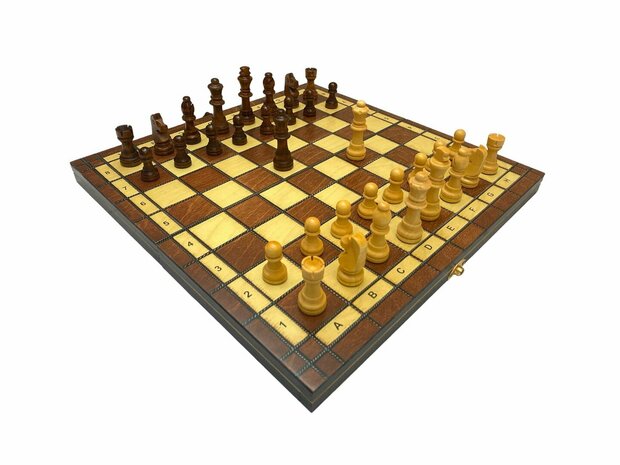 Chess board set - Wood - Magnetic - 49 CM - Foldable - 2 extra Queens