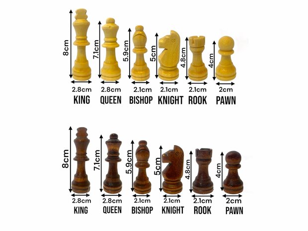 Chess board set - 44 x 44 cm - Wood - Magnetic - Foldable - 2 extra Queens