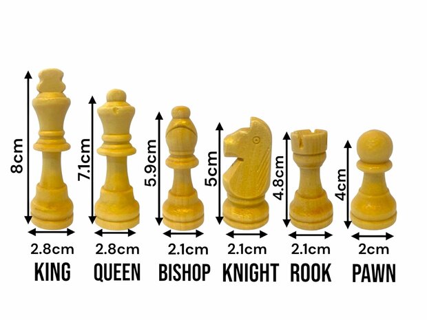 Chess board set - 44 x 44 cm - Wood - Magnetic - Foldable - 2 extra Queens