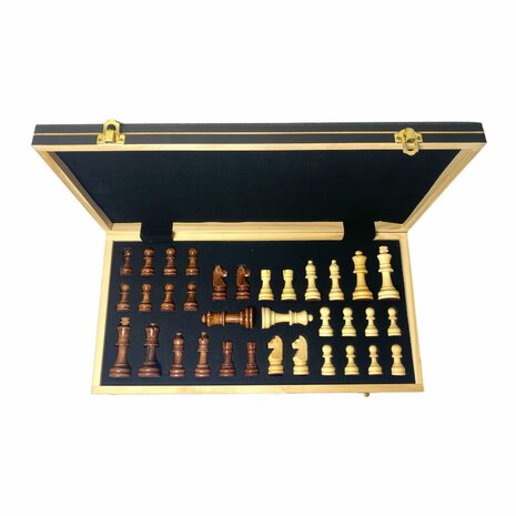 Chess board set - 44 x 44 cm - Wood - Magnetic - Foldable - 2 extra Queens