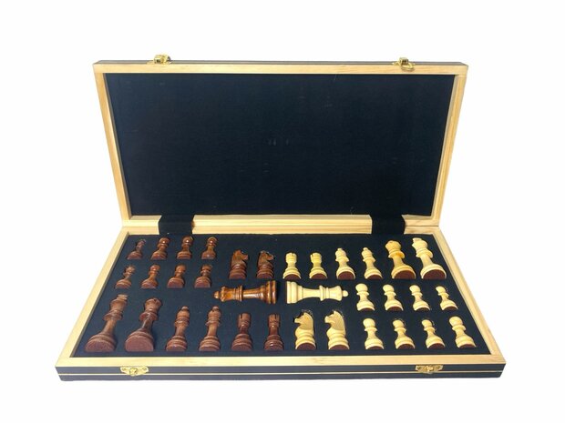 Chess board set - 44 x 44 cm - Wood - Magnetic - Foldable - 2 extra Queens