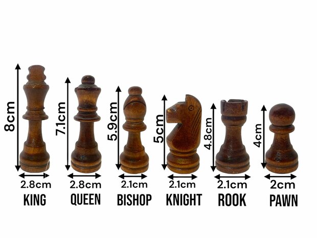 Chess board set - 44 x 44 cm - Wood - Magnetic - Foldable - 2 extra Queens