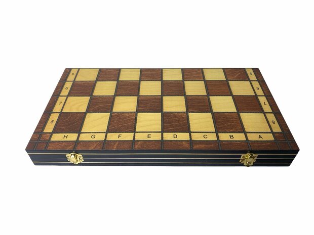 Chess board set - 44 x 44 cm - Wood - Magnetic - Foldable - 2 extra Queens