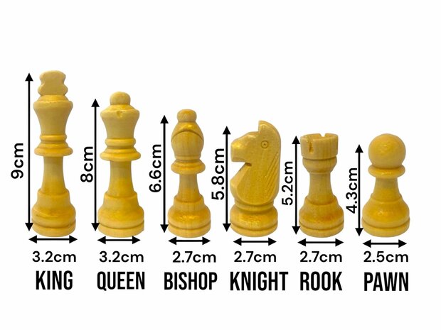 Chess board set - Wood - Magnetic - 49 CM - Foldable - 2 extra Queens