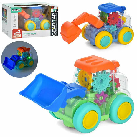 Transparent Gear tractor - light, sound and moves