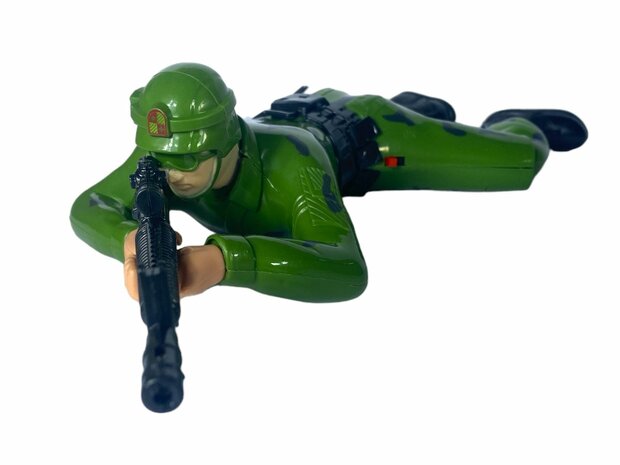 Military army man - with shooting sounds - crawling and LED flash lights