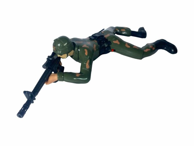 Military army man - with shooting sounds - crawling and LED flash lights Dark green