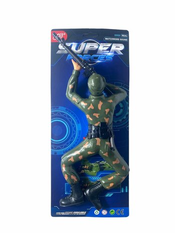 Military army man - with shooting sounds - crawling and LED flash lights Dark green