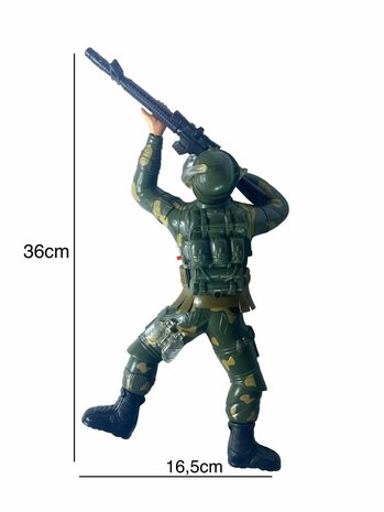 Super force - Military army man - with shooting sounds - crawling and LED flash lights D-Green