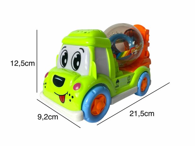 DogTruck Bump&amp;Go - betonmixer vrachtwagen hondje - beweegt, geluid en muziek Blauwe 