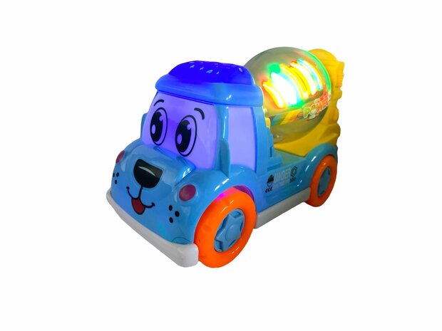 DogTruck Bump&amp;Go - concrete mixer truck dog - moves, sound and music Blue