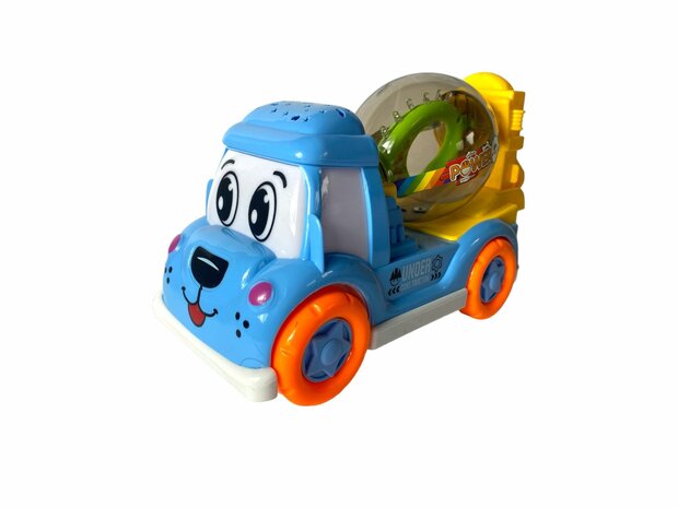 DogTruck Bump&amp;Go - concrete mixer foam ball truck - moves, makes sound and music