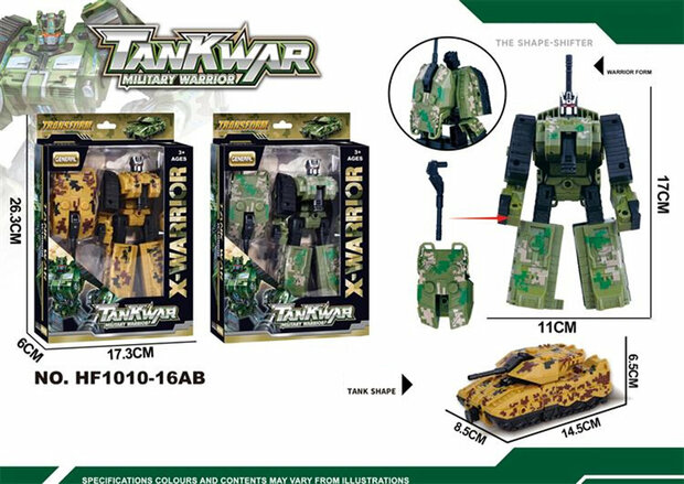 Transform X-Warrior Tank War military - robot en tank 2in1 Bruine 