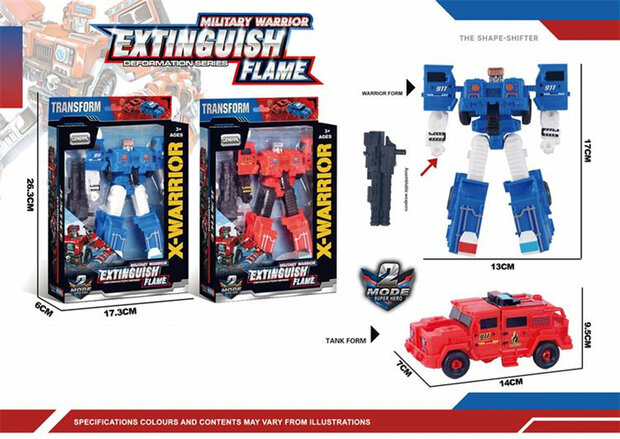 Transform X-Warrior ExtingGuish Flame  - robot en auto 2in1 Rode 