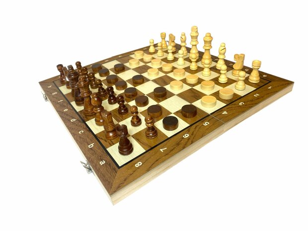 Chess and checkers 2in1 package - Foldable - magnetic chess pieces and checkers pieces - Wood - 39CM