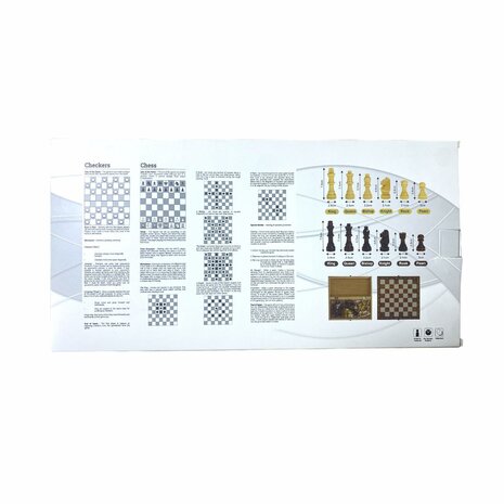 Chess and checkers 2in1 package - Foldable - magnetic chess pieces and checkers pieces - Wood - 34CM