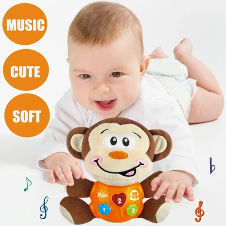 Little Monkey - Pluche aapje baby speelgoed - voor baby&#039;s van 0 tot 36 maanden