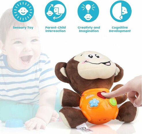 Little Monkey - Pluche aapje baby speelgoed - voor baby&#039;s van 0 tot 36 maanden