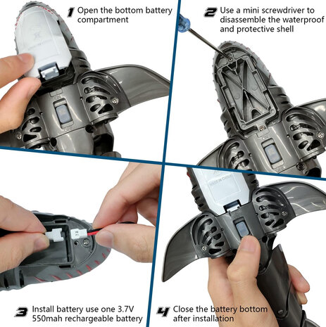 RC Shark - afstand bestuurbare speelgoed haai - 2,4 Ghz afstandsbediening  - 1:18