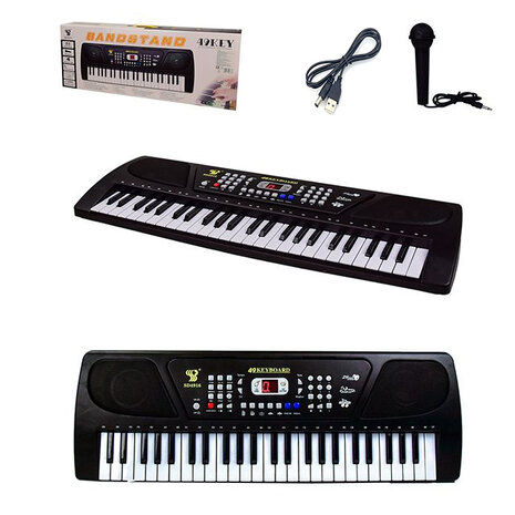 Keyboard with LCD screen - 49 keys &amp; microphone - on power and battery - 58CM