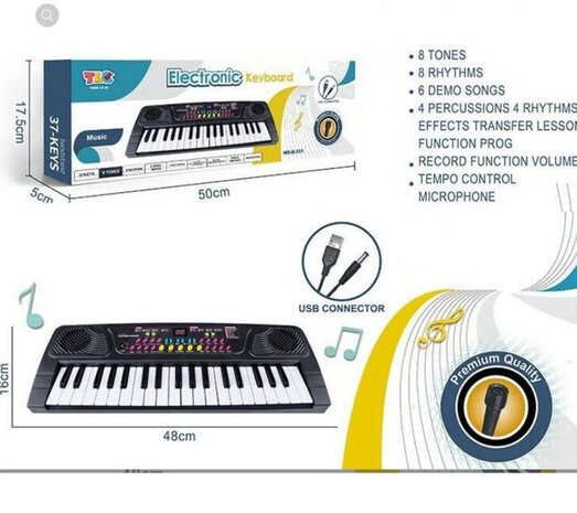 Electronic keyboard - toys keyboard with 37 keys - microphone - USB - 37CM