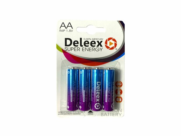 Deleex - Batteries - AA - R6P 1.5V - 4 pieces in pack