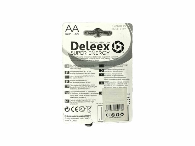 Deleex - Batteries - AA - R6P 1.5V - 4 pieces in pack