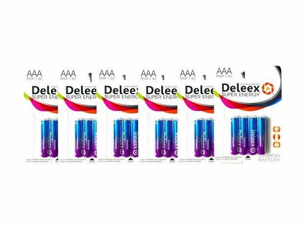 Batterijen Deleex AAA R03P 1.5V - 24- stuks in pak