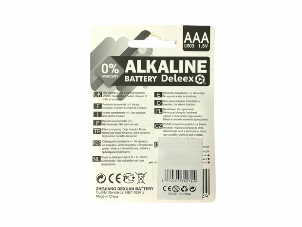 Batterijen Deleex Alkaline AAA - LR03 1.5V - 4- stuks in pak