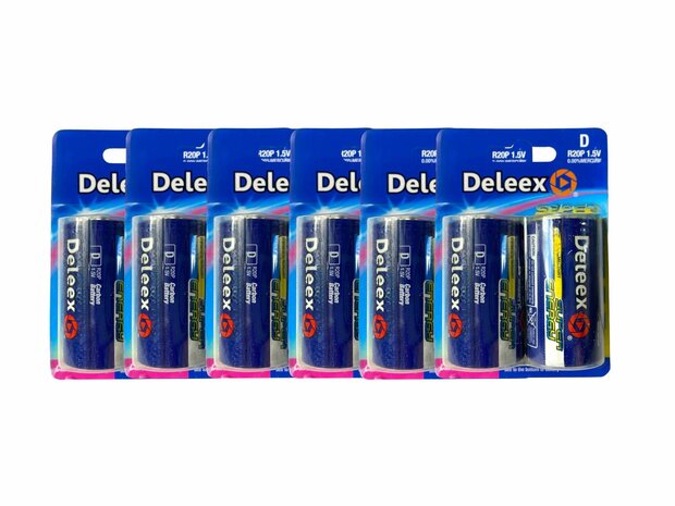 Batteries - D R20P 1.5V - 2 pieces in pack Deleex