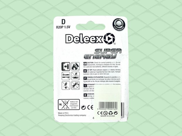 Batteries - D R20P 1.5V - 2 pieces in pack Deleex