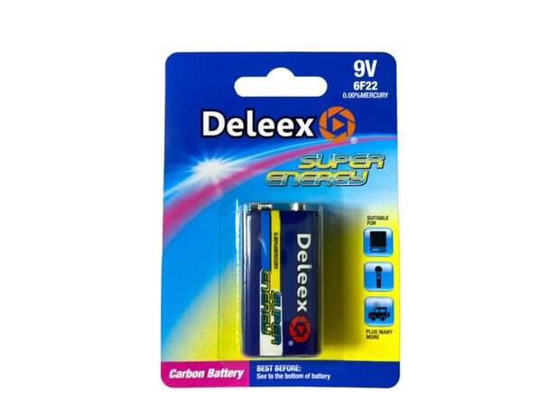 Batteries - 9V 6F22 - 1 piece in pack Deleex