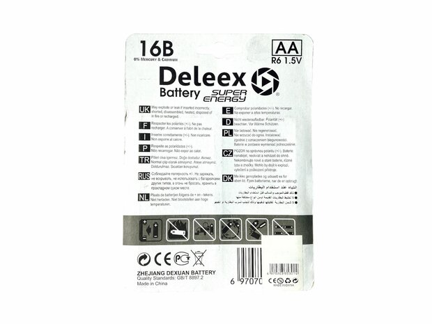 Deleex AA batteries R6P 1.5V - 16 pieces in a pack