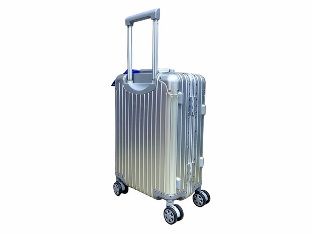 Aluminium 2-delige Kofferset - Handbagage en Grote koffer - 36L/90L - TSA slot - Silver Iron - 55 cm/75 cm