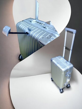 Aluminium 2-delige Kofferset - Handbagage en Grote koffer - 36L/90L - TSA slot - Silver Iron - 55 cm/75 cm