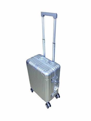 Aluminium 2-delige Kofferset - Handbagage en Grote koffer - 36L/90L - TSA slot - Silver Iron - 55 cm/75 cm